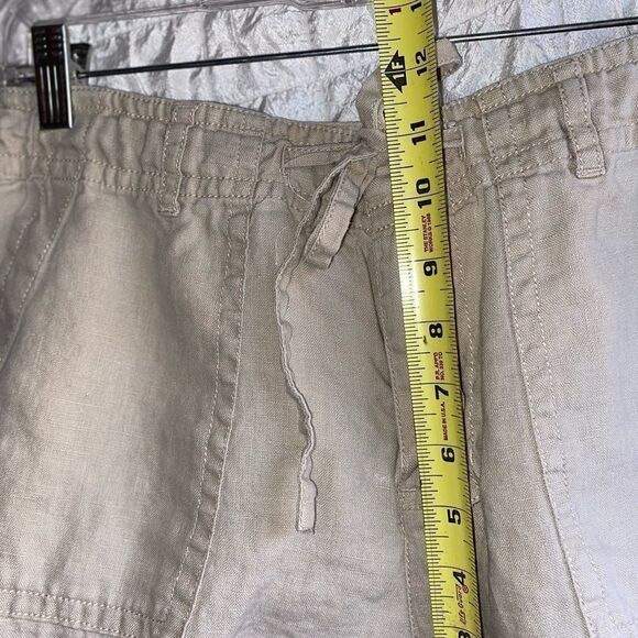 LIZ CLAIBORNE Liz wear khaki linen drawstring 4 pocket shorts - Picture 6 of 16